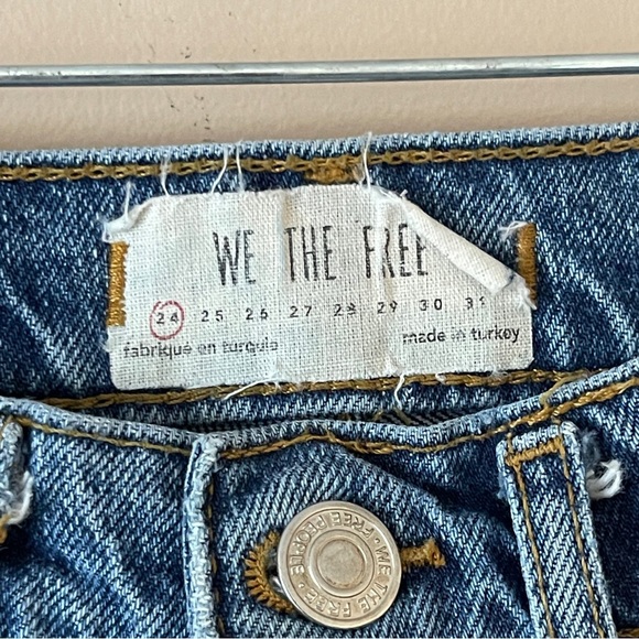 FREE PEOPLE | Blue Button Fly High Waisted Skinny Jeans Sz 24 - Picture 5 of 7